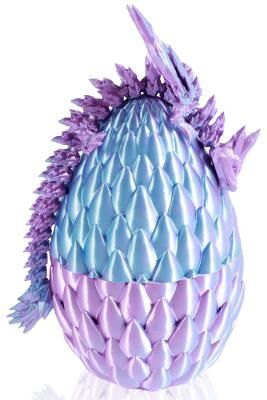 Uplift Picks 3D Printed Articulated Dragon Toy With Dragon Egg dream Blue