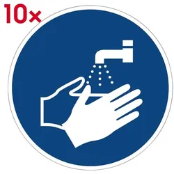 Marahrens Aufkleber »Hände waschen« Ø 20 cm, 10 Stück blau, 20x20 cm