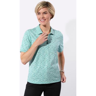 Poloshirt CLASSIC BASICS "Poloshirt", Damen, Gr. 48, grün (mint, aquapetrol, getupft), 100% Baumwolle, gemustert, gepunktet, Shirts