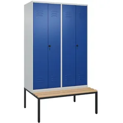 C+P Doppel-Spind Classic PLUS Buche untergebaute Bank 4 Abteile Trennwand HxBxT 212x120x82cmAbteile, Trennwand, Hellgrau/Enzianblau von PROREGAL