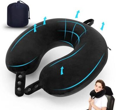 Inspire Essentials Memory Foam Travel Neck Pillow U Shaped Ergonomic Neck Support Pillow a