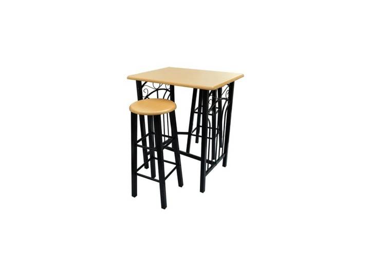 vidaXL Essgruppe Früchstücksbar Hellbraunes Holz Schwarzer Stahl, (1-tlg), Barset Buche Stehtisch Barhocker Tresentisch Bartisch Barstuhl Hocker