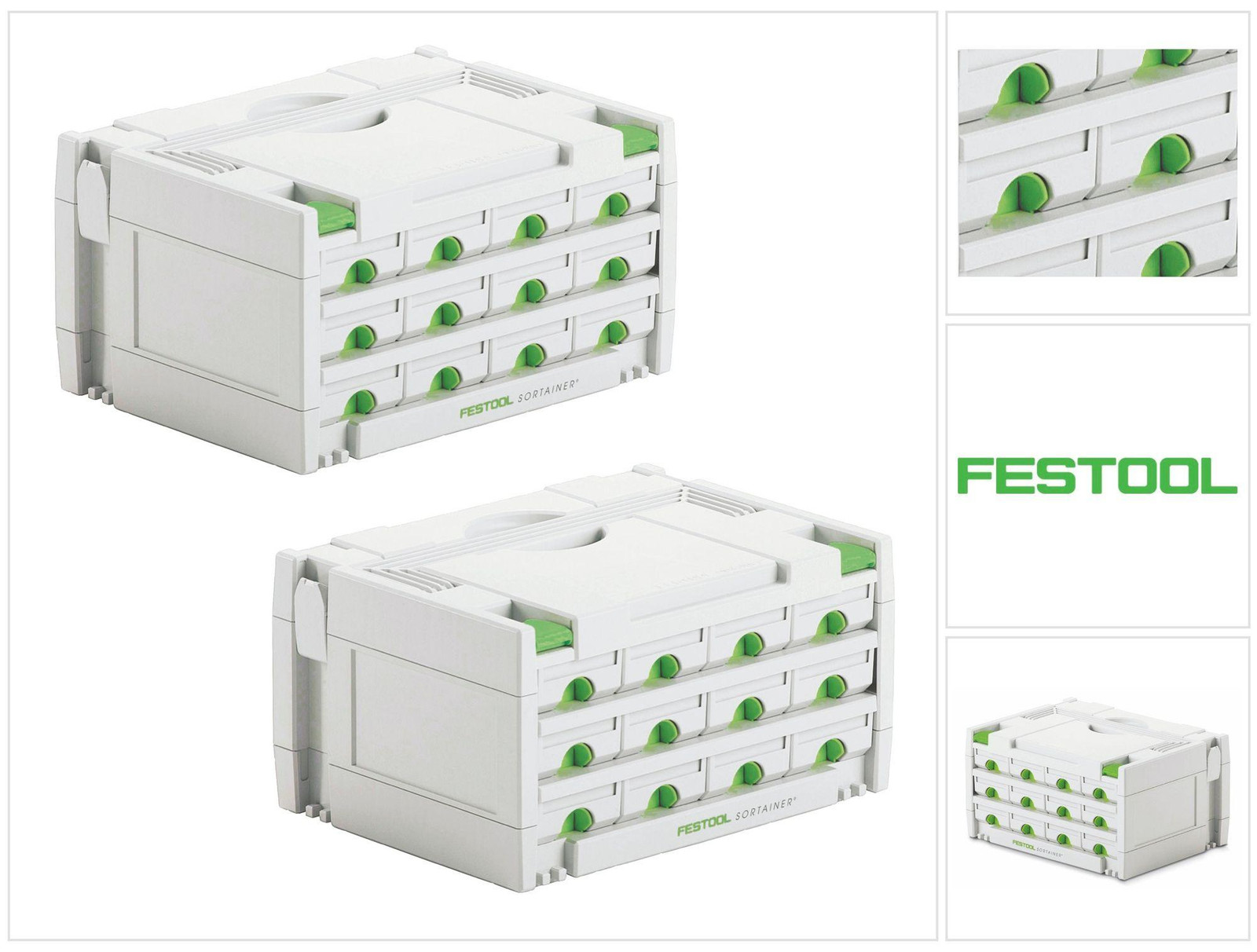 Festool Sortainer Set 2x SYS 3-SORT/12 Assortimentskoffers met 12 vakken voor schroeven, deuvels en spijkers