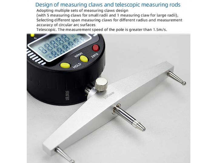 ABHI-instrument de mesure numérique du rayon intérieur et extérieur avec griffes de mesure remplaçables de 10Mm/20Mm/30Mm/60Mm/1