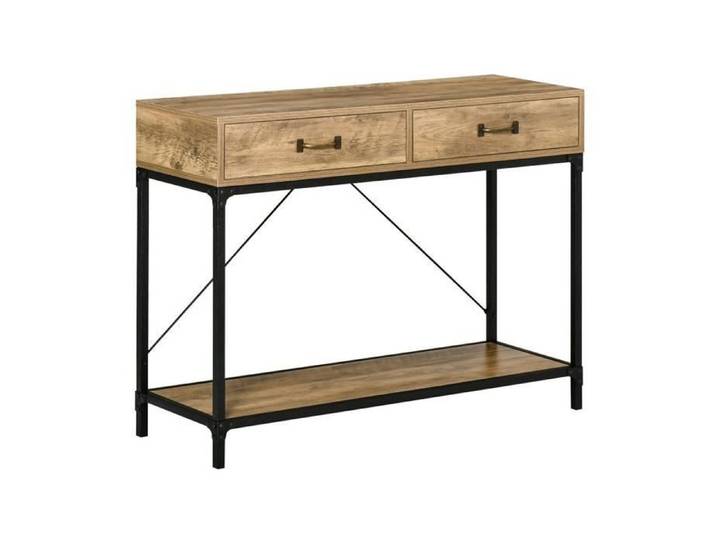 Console 2 tiroirs COLIN noire et bois