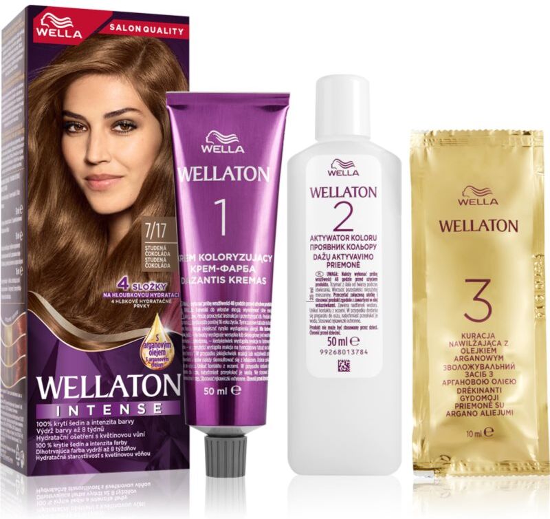 Wella Wellaton Intense coloration cheveux permanente à l'huile d'argan teinte 7/17 Frosted Chocolate 1 pcs