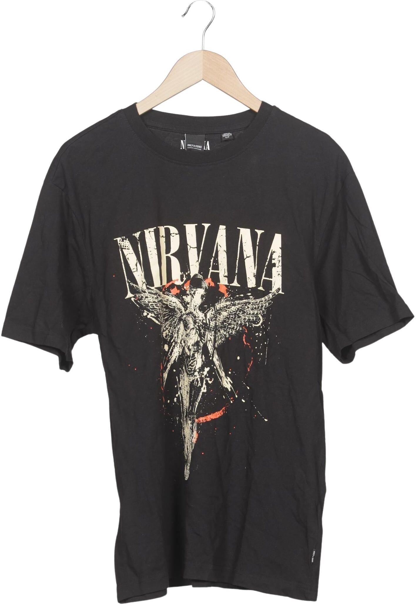 Only & Sons Herren T-Shirt, Schwarz, Gr. S, Baumwolle - Second Hand