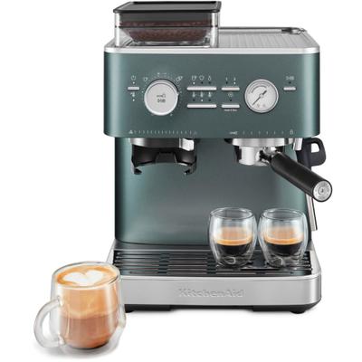 KITCHENAID Espressomaschine "5KES6551EBK", blau (juniper), B:33,5cm H:39,5cm T:28,11cm, Kaffeemaschinen, Siebträger mit Mühle, Espressomaschine