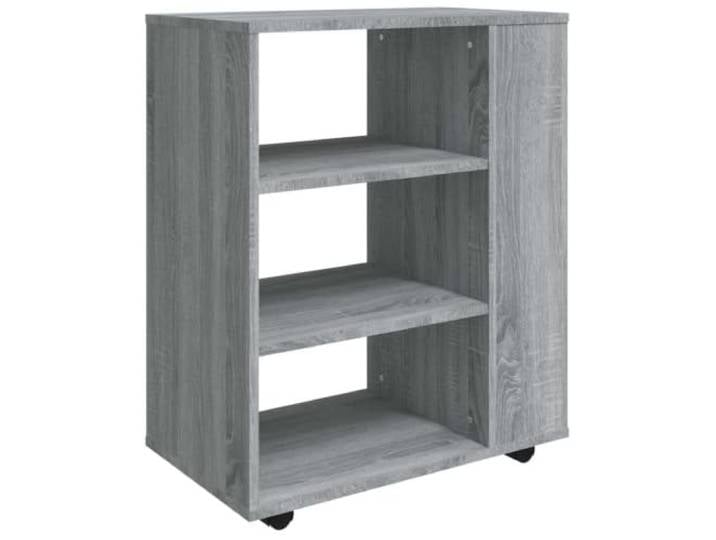KLGBNCVE Rollschrank Grau Sonoma 60x35x75 cm Holzwerkstoff Zusätzlicher Stauraum, rechteckige Oberplatte, zwei feststellbare Rollen, mobil, feucht abwischbar