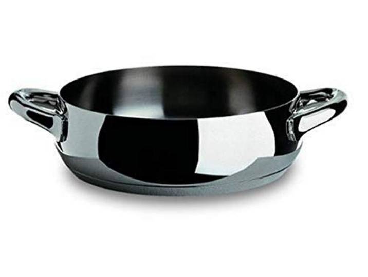 Alessi SG102/28 Mami Flache Kasserolle mit Zwei Griffen aus Edelstahl, Silber
