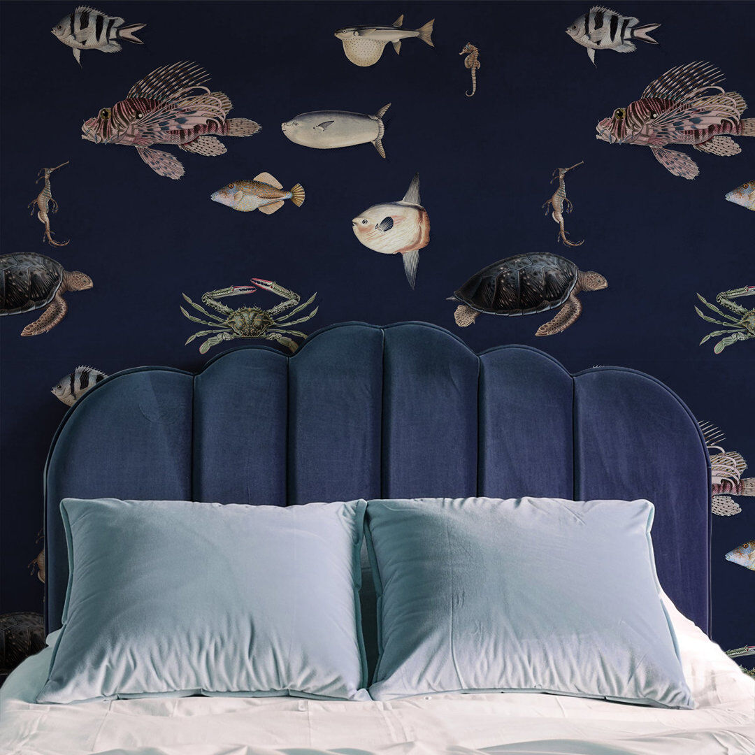 WALLPAPERS4BEGINNERS Blue Tropical Fish Aquarium Wallpaper Blue 250cm L