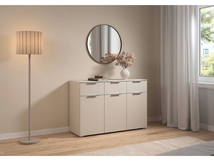 Commode avec portes 120cm Beige/Cachemire Aluminium