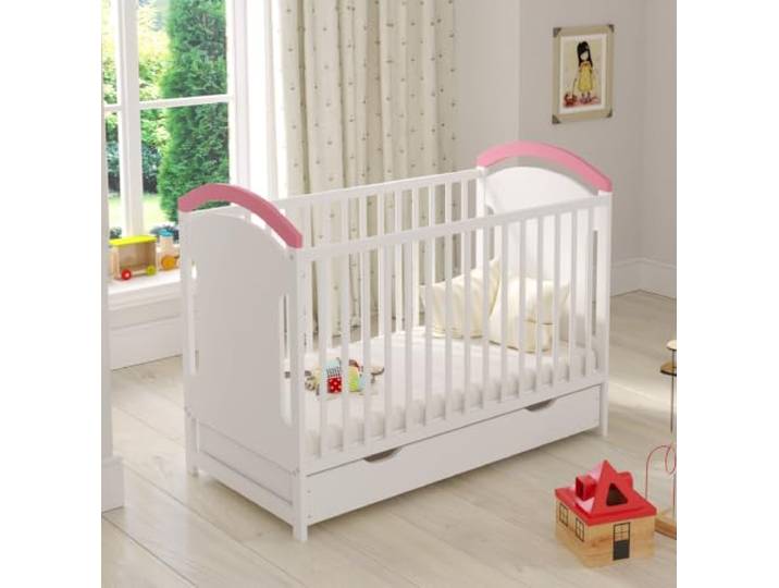 Love For Sleep Babybett Beistellbett 120x60cm mit Sicherheitsbarriere Umwandelbar Rosa AMIE Kinderbett Baby Bett Holz - Kinderbett Babybett, Mitwachsend Gitterbett Baby Bed