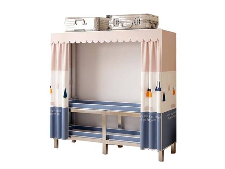 LigedamaiEU Tragbarer Kleiderschrank mit Abdeckung, Kleiderständer aus Stahlrohr, groß Rohrrahmen for stabile Tragfähigkeit; Faltbar(Color 4,105x50x172CM)