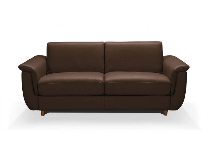 COURCHEVEL - Canapé convertible design 4 places - Cuir, Chocolat