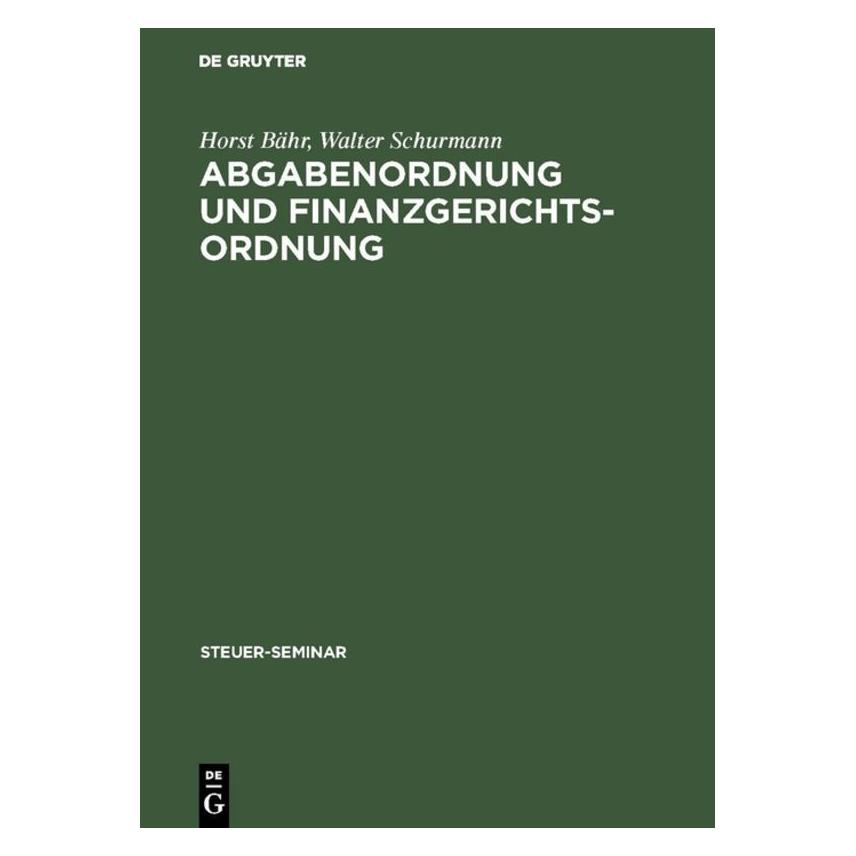 De Gruyter Bähr,H.:Abgaben-u.Finanzgerichtsordn. (67827957)