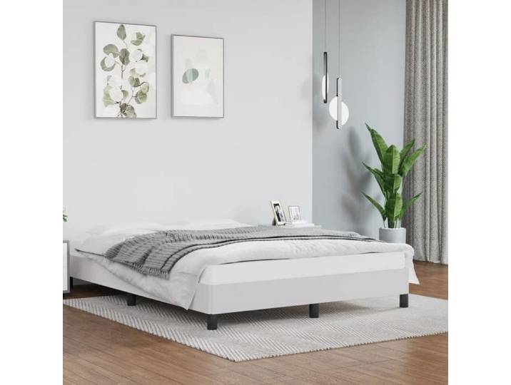 CHIC Lit Double 2 Personnes Cadre de lit Blanc 140x200 cm Similicuir Design37799