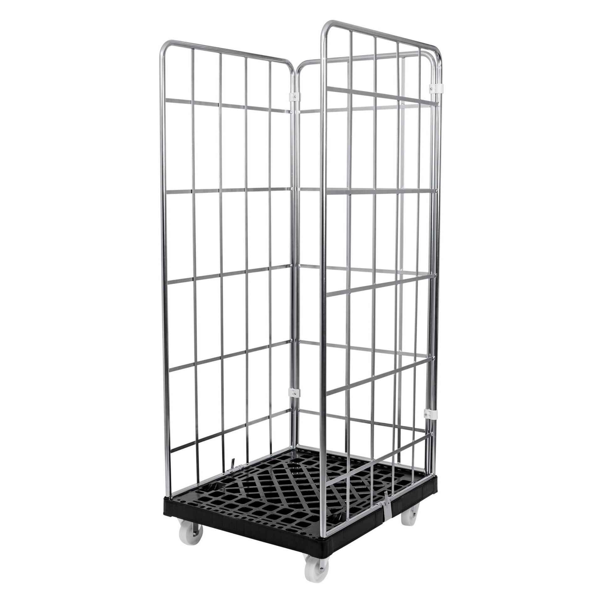 Stier Rollbehälter 3-seitig, galvanisch verzinkt, Kunststoff-Rollplatte, LxBxH 815x724x1630 mm (500 kg, 1) (51263664)