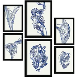 POSTER Set Mit 6 Verlockend Schrägen In Form Abstracts Ästhetische Dekorative Gemälde Für Ihr Wohnzimmer Schlafzimmer Zuhause A3 & A4 Schwarzer Rahmen