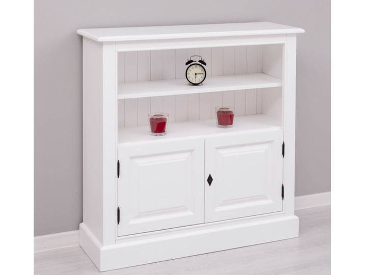 Niedriges Regal mit Schrank - weiß