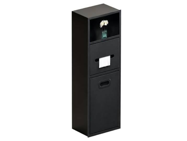 Duschnische Edelstahl mit Schublade für Toilettenpapier und Abfalleimer Wasserdichte und Rostfreie Unterputz Wandnische für Parks, Öffentliche Toiletten, Badezimmer und Hotels(Black,200x660x140mm)