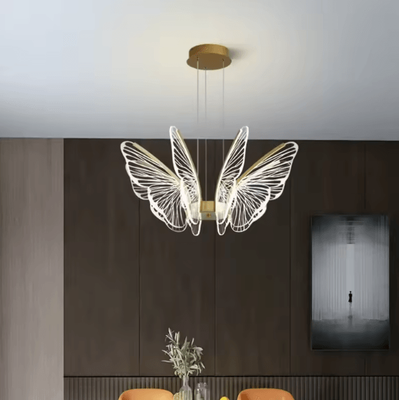 Inspire Curations Minimalist Butterfly Chandelier Light Modern Acrylic Butterfly Pendant Light For Home 6 Heads 110 240v neutral Light