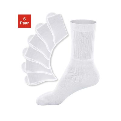 Tennissocken GO IN "Damen Herren Kinder Sportsocken Retro aus Atmungsaktive Baumwolle", Damen, Gr. 31-34, weiß, Materialmix, uni, elastisch, Socken Tennissocken, mit geripptem Schaft