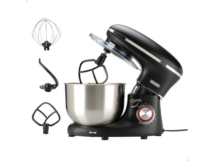 Bourgini Kitchen Chef Plus – XL Küchenmaschine – 6,2 L Rührschüssel – Standmixer – 3 Zubehörteile – Küchengeräte - 8 Geschwindigkeitsstufen und Pulsfunktion – Schwarz