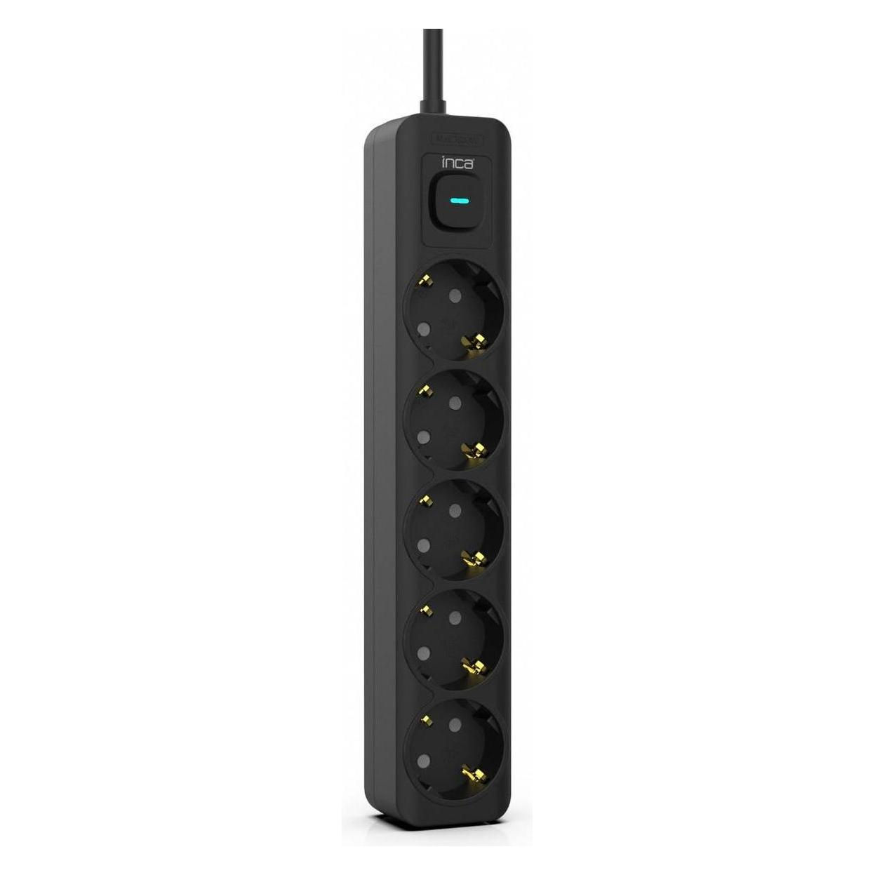 Inca Steckdosenleiste IPW-44SY3 5 Steck.,LED Anz. Black 3,0m (4x, CEE 7/3, CEE 7/4, CEE 7/5, CEE 7/7, 3 m) (IPW-44SY3)
