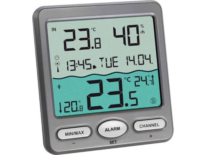 TFA Dostmann VENICE Funk-Pool-Thermometer 30.3056.10 Zwembadthermometer Antraciet