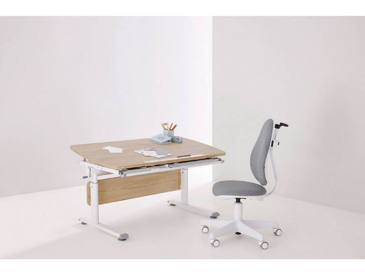 PAIDI Kinderschreibtisch DIEGO CURVED, Schülerschreibtisch, mitwachsend, ergonomisch, stufenlos höhenverstellbar, Tischplatte neigbar