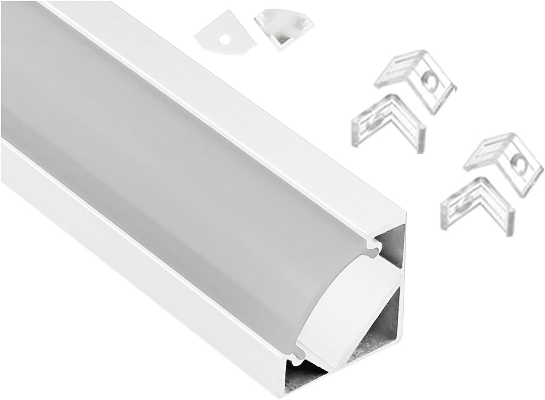 Elcart BARRA PER STRIP LED ULISSE BIANCO ANGOLARE CON DIFFUSORE EACCESSORI 2000x18,1x18,1 mm