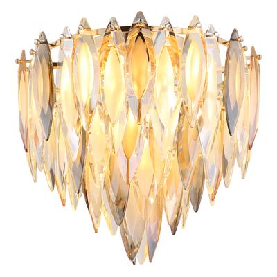 GLOBO LIGHTING Deckenleuchte "ELINOR", gold (goldfarben), 5, Ø 40cm H: 36cm, 1 Stk., Leuchten, Deckenleuchte Gold, K9 Kristalle Rauch/Champagner/Klar, E14, Deckenleuchte