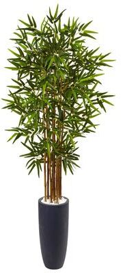 Nearly Natural 5-foot Bamboo Tree in Grey Cylinder Planter
