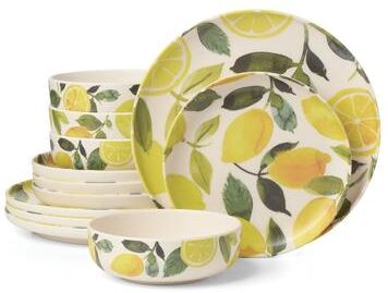 Oneida 24 Seven Melamine 12-Piece Dinnerware Patterned, Service for 4 - 12-Piece Set, Service for 4