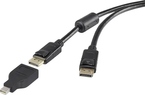 Renkforce Mini-DisplayPort / DisplayPort Adapterkabel Mini DisplayPort Stecker, DisplayPort Stecker 1.80m Schwarz RF-3424506