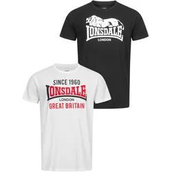 Lonsdale Herren T-Shirt normale Passform Doppelpack COLLESSIE