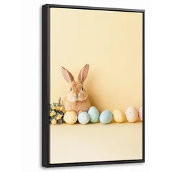 LEINWAND Bilder mit Rahmen - Eier - Kaninchen - Pastellfarbtöne - 40x60