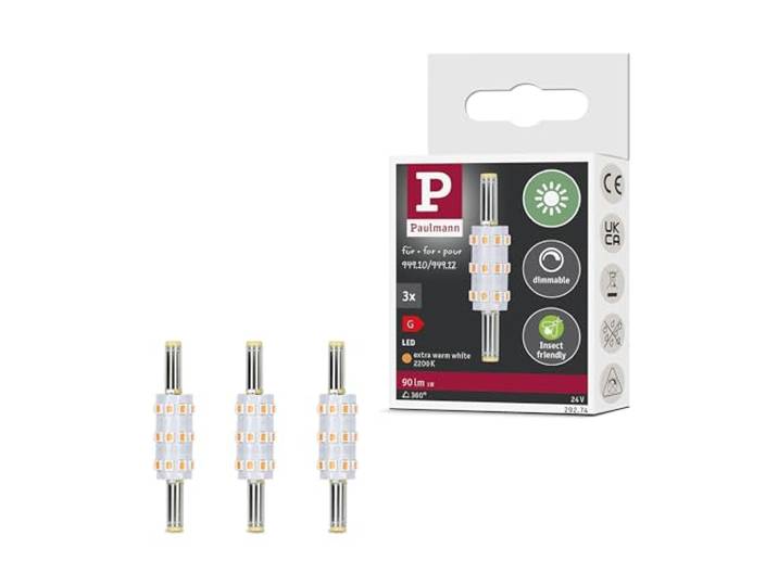 Paulmann 29274 Plug & Shine LED Stecksockel Naima Ersatzleuchtmittel 3er-Set 2200K 90lm