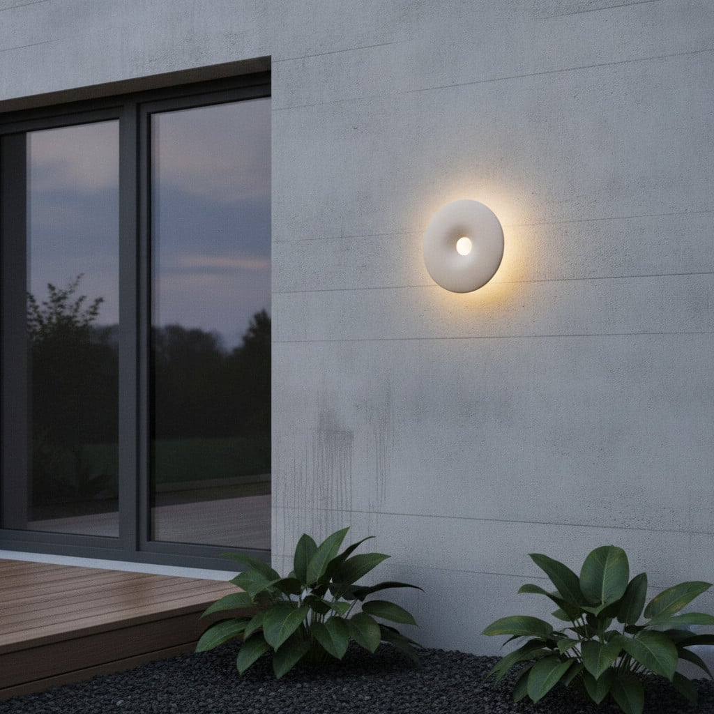 Lyora Splash ronde wandlamp - Zandbruin - Aluminium en glas