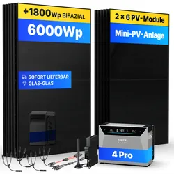 6000Wp Mini-PV-Anlage  mit Anker SOLIX Solarbank 4 E5000 Pro - 30kWh - 12x500Wp ...