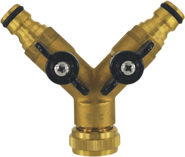AquaCraft Y-Verteilerstück 1001000148 m. 2 Kugelhähnen, absperrbar 3/4" IG, messing