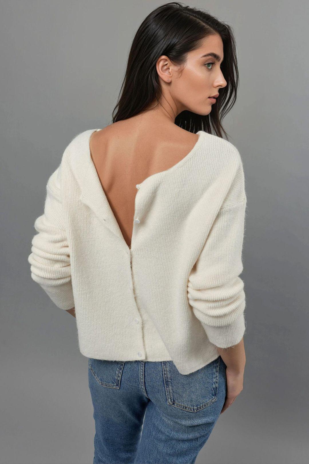 Ultrasoft Crew Neck Knopf-Cardigan für doppelte Verwendung
