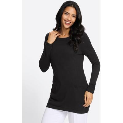 Longpullover "Longpullover", Damen, Gr. 42, schwarz, 100% Polyacryl, unifarben, Pullover Longpullover
