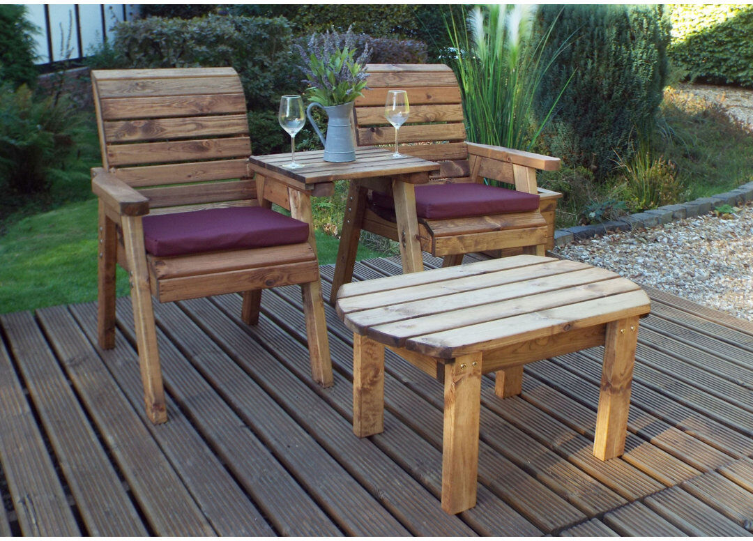Union Rustic Garza 2 Seater Conversation Set Burgundy 2