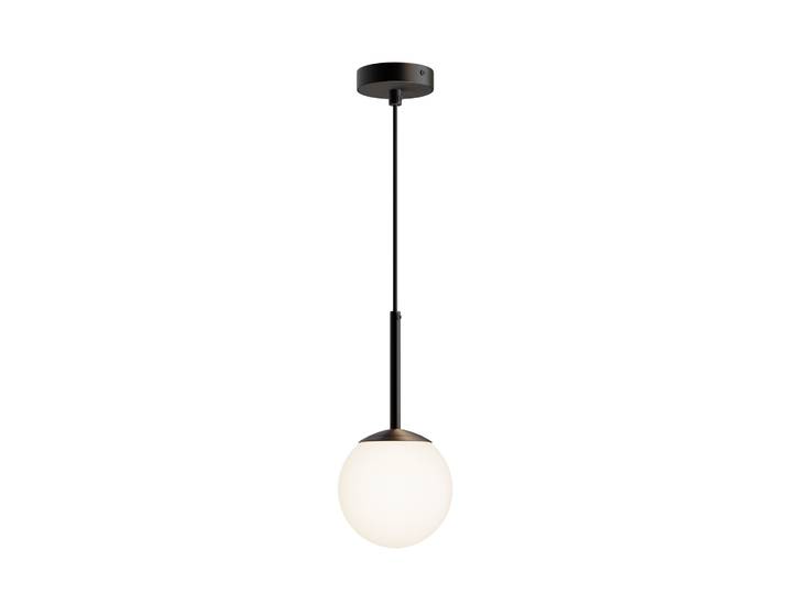 Suspension\, métal verre\, noir\, D 15 cm