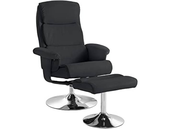 Relaxsessel mit Hocker in PU Black