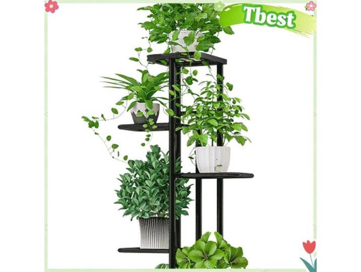 Tbest support pour jardinières Présentoir à 6 niveaux pour Pots de fleurs support pour plantes échelle jardin mesure Gris foncé