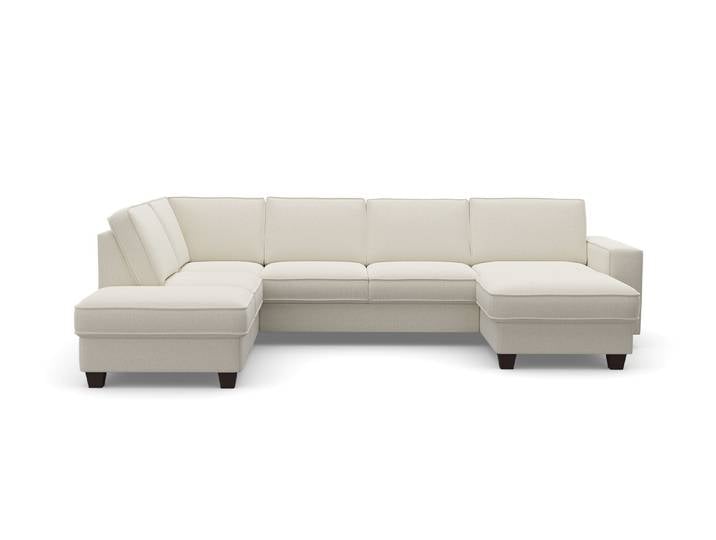 Wohnlandschaft, 309x213 cm, Luxus-Microfaser, Beige, Ottomane Links, Klassisch, Home-affaire