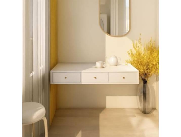 PGZMDTWI Schwebender Schminktisch, Wandtisch, Stauraum Geräumige Schubladen, Moderner Minimalistischer Stil für Schlafzimmer, Wohnzimmer und Wohnung(A,160 cm62.99 in)
